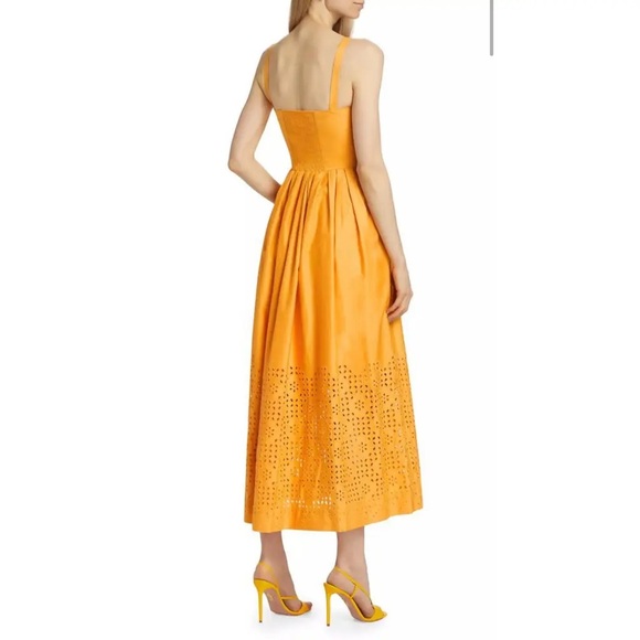Elie Tahari Yellow Eyelet Square Neck Maxi Dress 4 - Picture 3 of 14